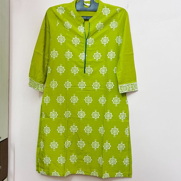 Lime Green Embroidered Cotton Kurta from Max - Picture 8 of 9